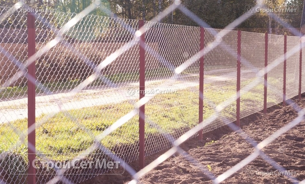 Фото 224. Забор из сетки рабицы 55 мм, толщина 2,5 мм